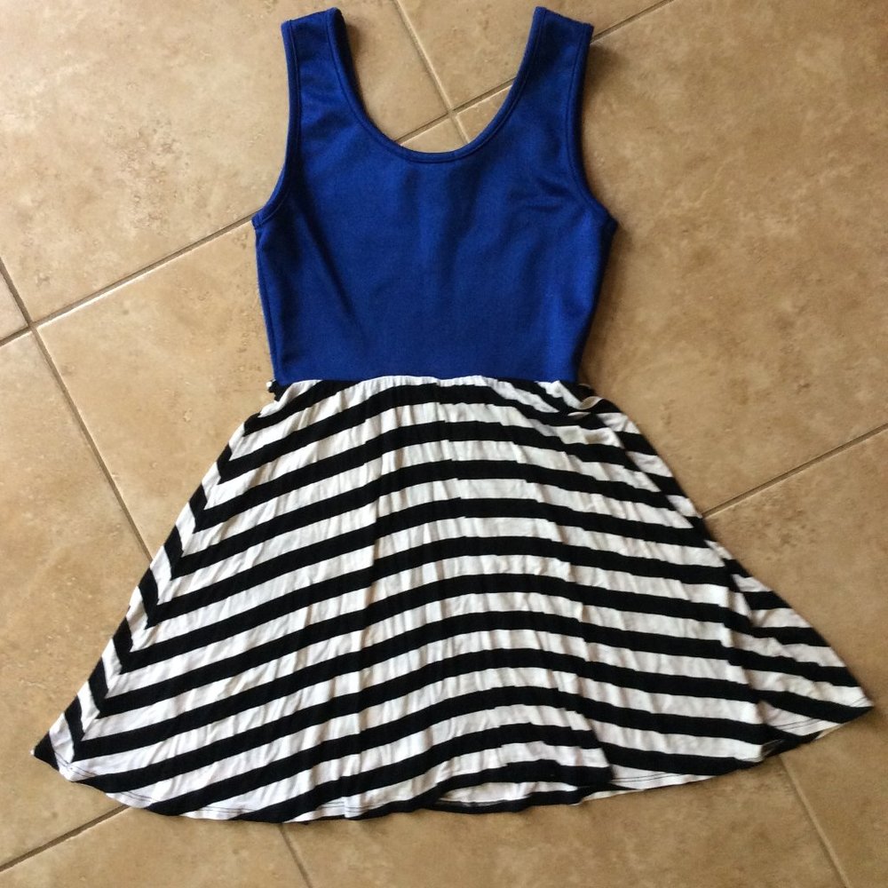 Blue Nautical A-Line Summer Dress